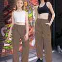 Cromoncent Cargo Pants Girls & Women Parachute Pants Y2K Baggy Rave Clothes Waterproof with Pockets