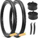 Hycline Mountain Bike Tires Set: 2 Pack 26/27.5/29x2.4 Inch Heavy Duty Folding Replacement Bicycle Tires, All-Terrain High-Density Bicycle Tires with Inner Tubes Schrader Valves and Tire Levers