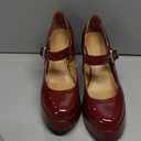 QIV Platform Mary Jane Heels for Women Chunky Block Heel Round Toe Closed Toe Dress Shoes (8.5, Burgundy)