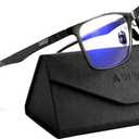ANYLUV Blue Light Glasses Men/Women, Al-Mg Metal Computer Blue Light Blocking Glasses, Relieve Eyestrain and Eye Protection ((Everyday Protection) 01- Black)