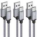 USB C Cable 10 ft/3m, 3Pack Long USB A to USB C Cable 10ft Fast Charging Cord Braided for iPhone 17 Air 17 Pro Max, 16e iPhone 16 15 Pro Max Plus, Samsung S25 S24 S23, USBC Charger Cable 10 ft (Grey)