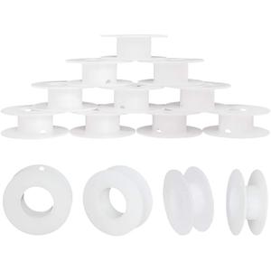 PH PandaHall 20 Pack Empty Spool, Plastic Ribbon Spools Wire Weaving Bobbins Empty Thread Spools Ribbon Chain Tape Spools White Spools for Embroidery Thread Yarn Ribbon Crafts Sewing 2.16x0.78inch