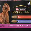 Purina Pro Plan Sensitive Skin and Stomach Wet Dog Food, Salmon and Rice and Lamb and Oat Meal Variety Pack - (Pack of 12) 13 oz. Cans (EXP 09/01/27)