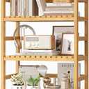 FOTOSOK 6-Tier Bamboo Shelf, Bamboo Bookcase with Adjustable Shelves, Free Standing Storage Shelf Unit, Plant Flower Stand for Kitchen, Bathroom, Home Office, Natural, 10.2d X 23.6w X 63.4h in
