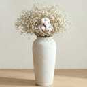 Ceramic Vase Home Decor, Vintage Vase, Wide Mouth Farmhouse vase (19”h-Vintage White)