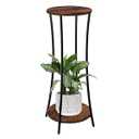 YINMIT Plant Stand Indoor, 2 Tier Round Potted Holder Rack, Flower Pot Stand Shelf, Round Supports Rack, Corner Plant Shelf for Balcony Garden Patio Living Room, Retro