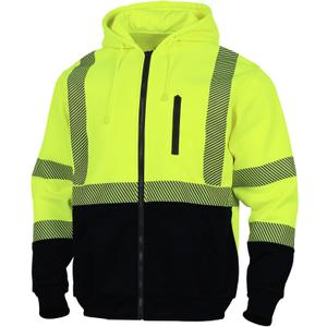 VENDACE High Visibility ANSI Class 3 Reflective Safety Fleece Sweatshirt Hoodie for Men Hi Vis Hoodies Zipper Jacket (4X-Large, Yellow)