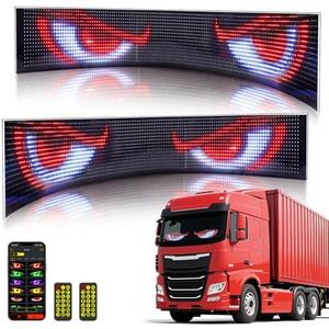2PCS 36"x 7.5" Devil Eye Lights for Car LED Eyes for Truck Windshield, Animated LED Matrix Panel Sign, Flexible Programmable Digital Display for Car Window