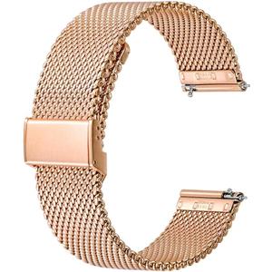 Stainless Steel Mesh Watch Band, Rosegold Adjustable Strap Metal Buckle for Men Women, Rose Gold 