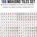 American Mahjong Tile Set, 166 White Tiles Mahjong Set,Travel Mahjong Set with Gray Carrying Bag