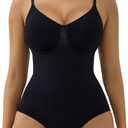 SHAPERX Women's Shapewear Bodysuit Tummy Control Body Shaper Waist Snatching Seamless Body Suit, Size L/XL (Black)
