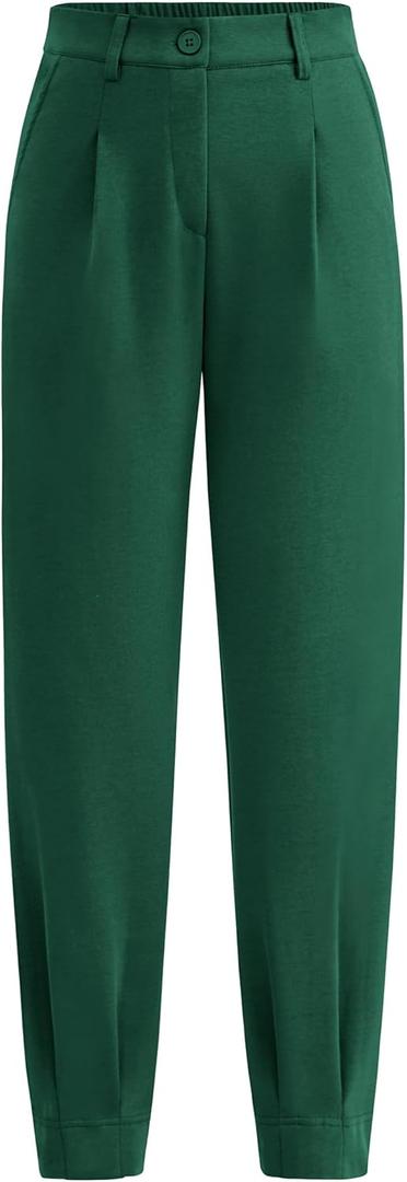PRETTYGARDEN Womens Dress Pants Business Casual 2025 Trendy High Waisted Ankle Length Dressy Trousers Slacks Work Clothes (X-Small, Dark Green)