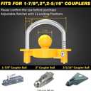 Funmit Trailer Lock Universal Coupler Ball Lock Fits 1-7/8", 2", and 2-5/16" Couplers, Boat Camper Accessories for Travel Trailers Adjustable Heavy-Duty Steel Hitch Lock Yellow