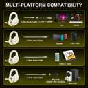 Gaming Headset for PS5 PS4 PC, Wired Headsets with 7.1 Surround Sound, H-7 Gaming Over Ear Headphones with Noise Cancelling Flexible Mic Memory Earmuffs, for PC/PS5/PS4/XboxSeries X/S/Switch (White) (Beige)