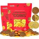 200 Milk Chocolate Coins, Gold Half Dollar Coins, Made with Premium Belgian Chocolate, Hanukkah Gelt Nut Free, Non-GMO, Kosher Dairy (EXP NOV022027)