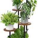 TOSKING 5 Tier Thickened Metal Plant Stand Indoor,Plant Shelf, Corner Shelf, Flower Pot Stand for Multiple Plants, Indoor Plants Tiered Stand for Living Room Balcony Garden Patio Bedroom (Black and Brown, 42in)