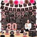 30th Birthday Decorations for Women ,24PCS 1995 Banner Decorations,Including Banner,6 Honeycomb Topper,30 Balloons,Anniversary Card,Cheers to 30 Years Banner,7 Hanging Swirl,6 Paper Poms,Sash