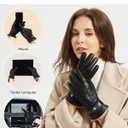 Aegend Winter Gloves Women Leather Gloves, Full Hand Touchscreen Winter Gloves for Phone&Tablet,Anti-Slip for Driving&Outdoor (Large, Black - Genuine Leather)