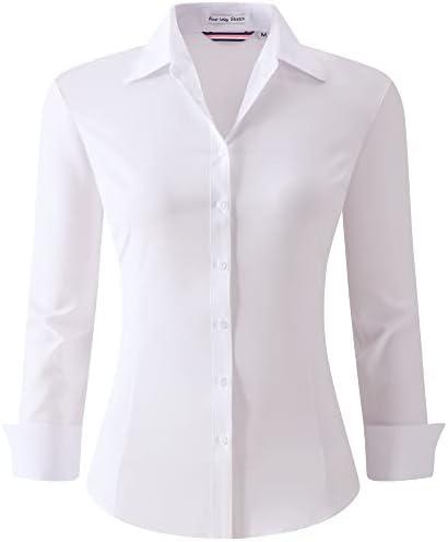 Esabel.C Womens Button Down Shirts Long Sleeve Regular Fit Stretch Work Blouse. M Esabel.C Womens Button Down Shirts Long Sleeve Regular Fit Stretch Work Blouse. M