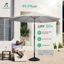 JEAREY 10FT Outdoor Patio Umbrella Outdoor Table Umbrella with Push Button Tilt and Crank, Market Umbrella 8 Sturdy Ribs UV Protection Waterproof for Pool, Garden (Light Gray)