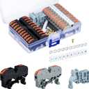 DIN Rail Terminal Blocks Kit, 20pcs Universal Compact Wire Connectors + 2pcs Connection Bar + 2pcs Marker Strip + 2pcs Terminal End Stopper + 20pcs Screws for 24-12 AWG
