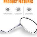 ORAEVY Universal 10mm 8mm Chrome Motorcycle Rear View Side Mirrors Handle Bar End