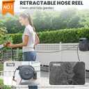Giraffe Tools Retractable Garden Hose Reel, 5/8" x 90 ft Pro Wall Mounted Hose Reels with 180° Metal Bracket, Any Length Lock Hose Reel with 9- Function Sprayer Nozzle