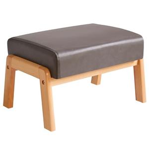 IBUYKE 10.2” H Small Foot Stool Ottoman, Rectangle PU Faux Leather Foot Rest with Padded Seat and Wood Legs, Modern Accent Ottoman Foot Rest for Living Room Bedroom Couch Office, Grey WBD013G
