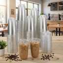 LemonRoad 200 Sets 18 oz Round Bottom Clear Plastic Cups with Sip Lid Disposable Plastic Iced Coffee Cup with Strawless Lid for Smoothie, Juice, Cold Beverage, Party Catering, Drink Shop 