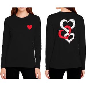 SODSHY Women's Valentine's Shirts Cute Heart Graphic T-Shirt Casual Crewneck Long Sleeve Tops (Black, M)