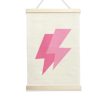 NQDWX Lightning Bolt Wood Poster Hanger - Pink Wall Decor for Teen Girl Room, 12x17 Inch Rustic Wood Frame Art, Edgy Nursery Sign, Unique Gift for Daughters & Best Friends. (166)