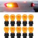 10 Pack Car Instrument Light Bulb, 3157 Brake Light Bulb, 12V 21/5W Automobile Lighting Replacement Accessory, Universal for Most Cars, Trucks and Vans (Amber)