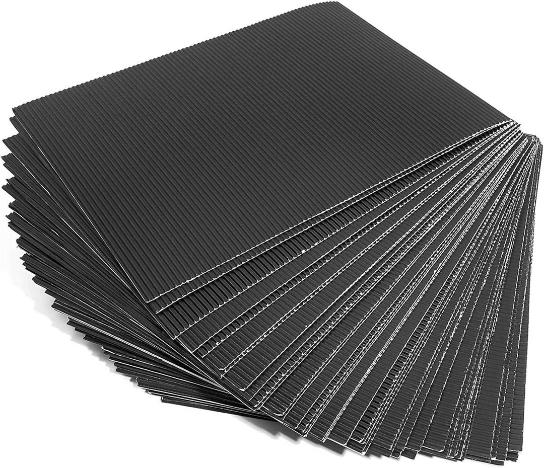 Bright Creations Black Corrugated Cardboard Paper Sheets (8.5 x 11 in, 48-Pack) for Crafts, DIY Projects, and Classroom - Cardboard Sheets - Corrugated Paper