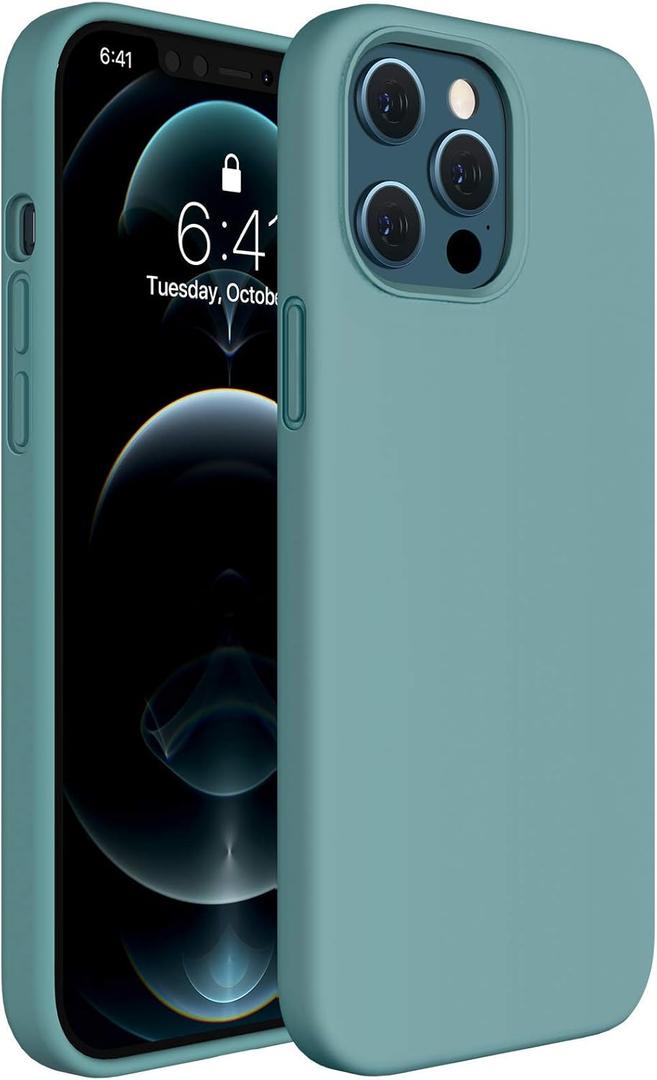 Miracase Compatible with iPhone 12 Pro Max Case, [Soft Anti-Scratch Microfiber Lining], Liquid Silicone Case Gel Rubber Shockproof Drop Protection Phone Case for 12 Pro Max, Midnight Green