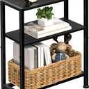 Narrow Side Table for Small Space, 2-Tier Small End Table with Shelf Holder, Slim Nightstand, Skinny Snack Couch Table in Living Room, Bedroom, Study, Kitchen and Balcony (Black)