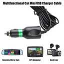 Dash Cam Charger Cable, GPS Navigator Charger, Mini USB Right Port, 12V Car & 24V Truck Power Adapter, Black, 3.5M