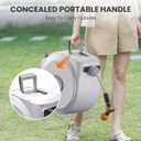 Giraffe Tools CW20 Retractable Garden Hose Reel 5/8" x 60 ft Heavy Duty Water Hose Reel, Swivel Bracket, Any Length Lock, Light Grey