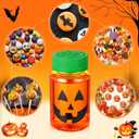 Mimorou 48 Pcs Halloween Pumpkin Containers for Candy 3.5 oz Trick or Treat Candy Jar with Lid Empty Fillable Plastic Potion Bottles Holder Mini Jack O Lantern Pumpkin Jars for Halloween Party Favors