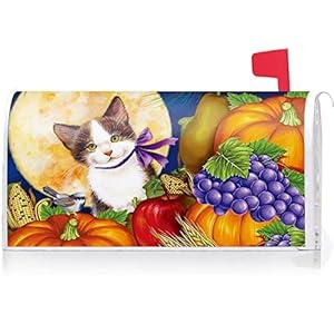 Texupday Merry Christmas Cute Cat Kitten Decoration Mailbox Cover with Magnetic Strip Winter Mailbox Wraps Post Letter Box Cover Standard Size 21" X 18" Garden Outdoor Yard Decor