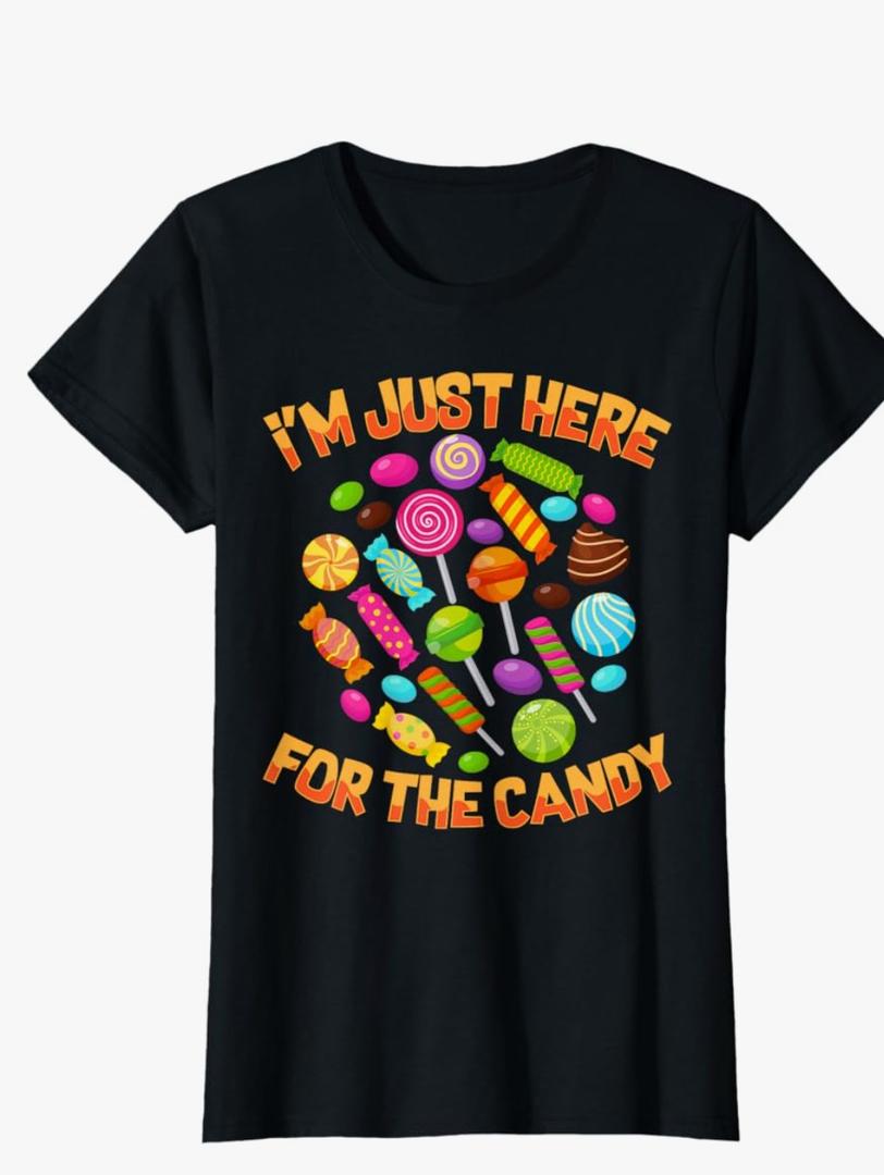 I'm Just Here for The Candy Funny Halloween Pun T-Shirt L
