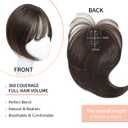 Chestnut Brown Hair Topper Clip in Bangs, 360 3D Cover, 10 Inch, 100% Human Hair, Straight, Lightweight, Comfortable, Bangs, WIG