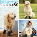 Dog Shoes, Dog Sandals for Hot Pavement, Non-Slip Waterproof Dog Booties for Winter Snowy Day and Summer, Adjustable Straps Easy-Clean Beach Outdoor Pet Boots Rugged Sole - 4Pcs Black, Size 4:（2.24''x1.73'')(L*W)