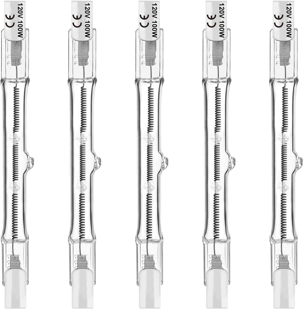 R7S Halogen Light Bulbs 100W 120V, J78mm Type T3 Bulbs 100 watt, 3 inch Halogen Double End Bulbs for Work/Security/Landscape Light Bulbs Dimmable