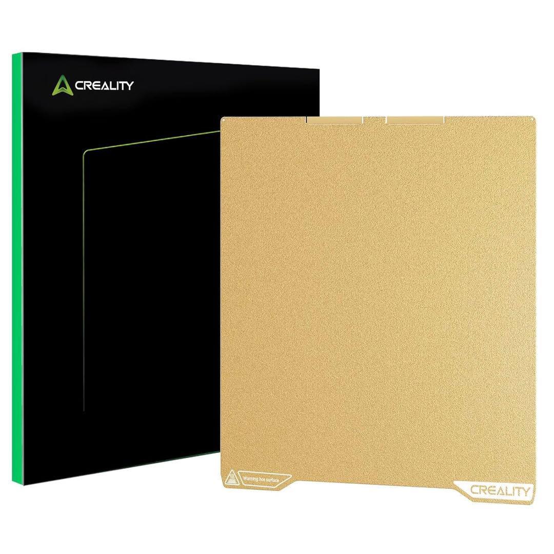 Creality K2 Build Plate, 270x293mm Textured PEI Sheet Magnetic Flexible Removable Spring Steel Printing Plate 3D Printer Bed Plate, K2 Combo PEI Gold Double Sided Frosted Build Plate for 3D Printer