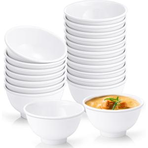 Tioncy 20 Pack 6 oz Bowls Set Dessert Bowls Unbreakable White Soup Bowls Salad Bowls Cereal Bowls for Pasta Cereal Rice Soup Snack Candy Ice Cream Pudding Fruit Salad, Dishwasher Safe