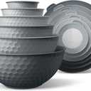 COOK WITH COLOR Mixing Bowls with Lids - 12 Piece Plastic Nesting Bowls Set includes 6 Prep Bowls and 6 Lids, Microwave Safe Mixing Bowl Set, Grey Embossed