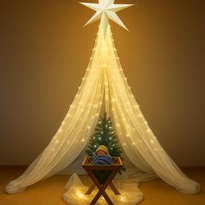 Glooglitter Easter Decorations Lighted Nativity Scene Set 9.8 ft Easter Church Decorations Jesus Nativity Scene Outdoor Indoor Yard Christian Decor for Religious Home Party Decor