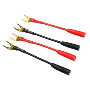 Banana Jack to Spade Adapter Cable 4mm - 4 Pack Speaker Wire Connector 3 Inch Gold Plated for Home Theater Amplifier