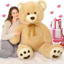 Tezituor 5 Feet Giant Teddy Bear Stuffed Animals, 59inches Lifesize Stuffed Teddy Bear Plush for Women Girlfriend, Oversized Soft Brown Bear for Girls Boys Valentines