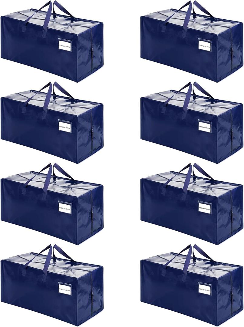VENO 8 Pack Heavy Duty Moving Bags with Backpack Straps, Zippers & Handles, Extra Large Packing Bags for College Dorm Essentials, Moving Supplies Alternative to Cardboard Moving Boxes (Blue)